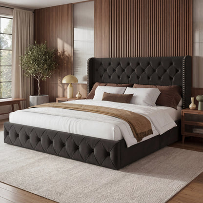 Korall Upholstered Bed Frame with Storage