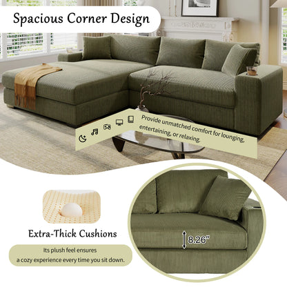 Kova 111" L-Shaped Chaise Longue Sofa  | USB-C Charging  |  Cup Holders