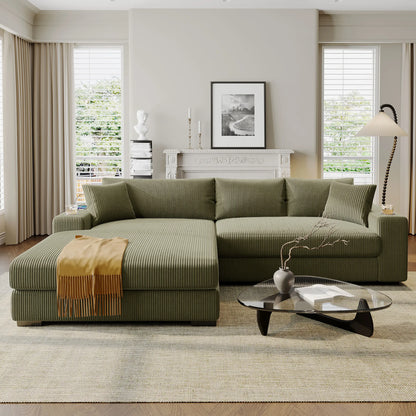 Kova 111" L-Shaped Chaise Longue Sofa  | USB-C Charging  |  Cup Holders