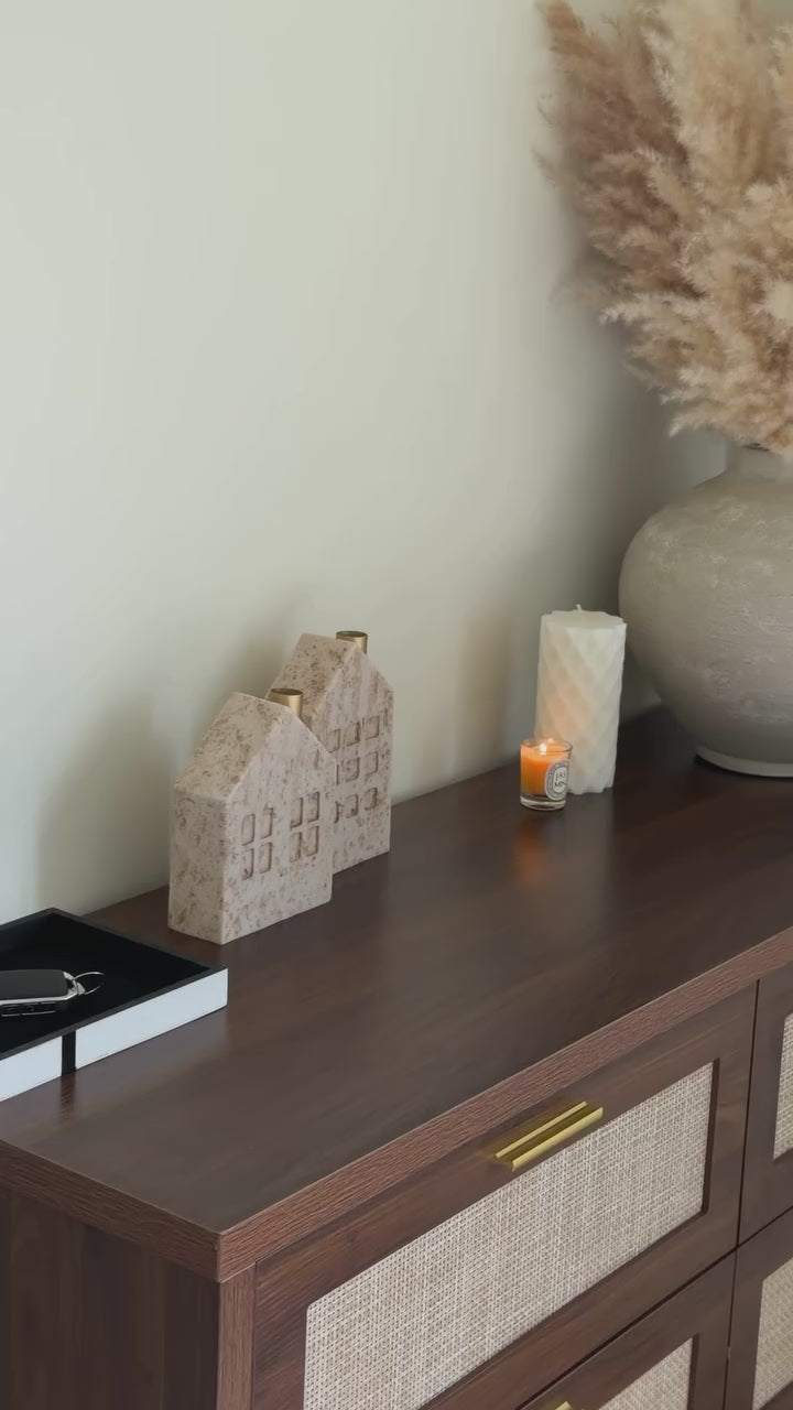 Boho Chic Rattan 6 Drawer Dressers-Walnet / Oak