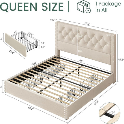 queen bed frame platform