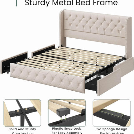 Analyzing image    queen bed with storage and headboard