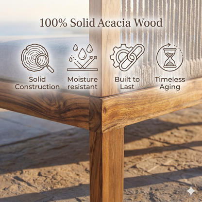 Luvia 3 Seat Acacia Wood Outdoor Sofa, 4 in 1 All-Weather Daybed