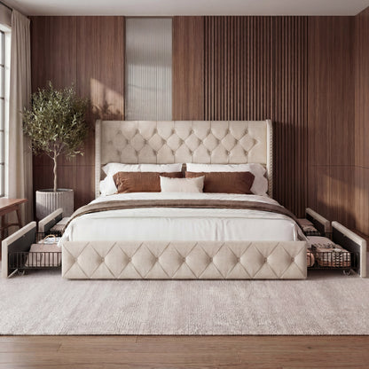 Korall Upholstered Bed Frame with Storage