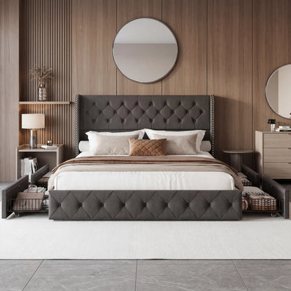 Korall Upholstered Bed Frame with Storage