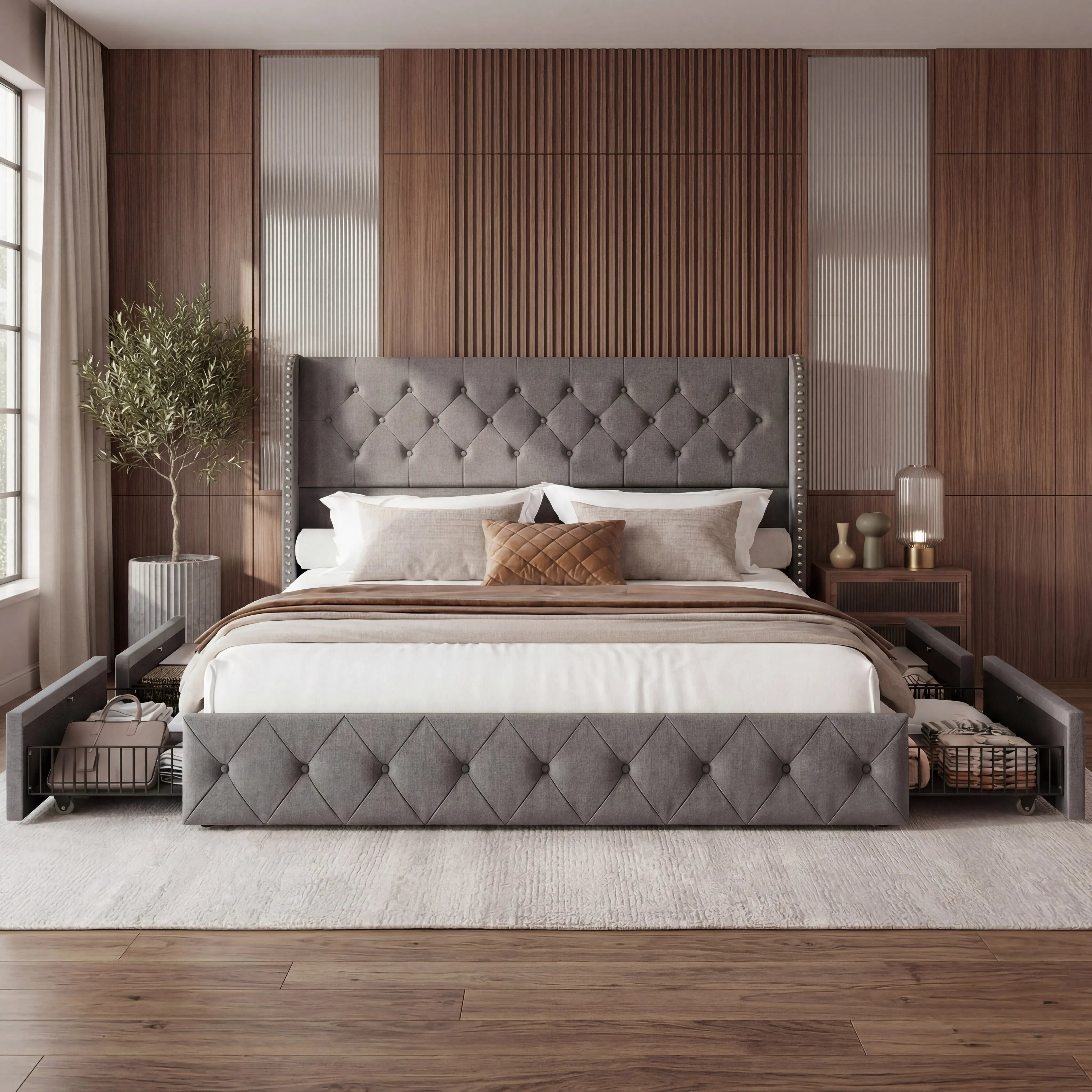 Korall Upholstered Bed Frame with Storage