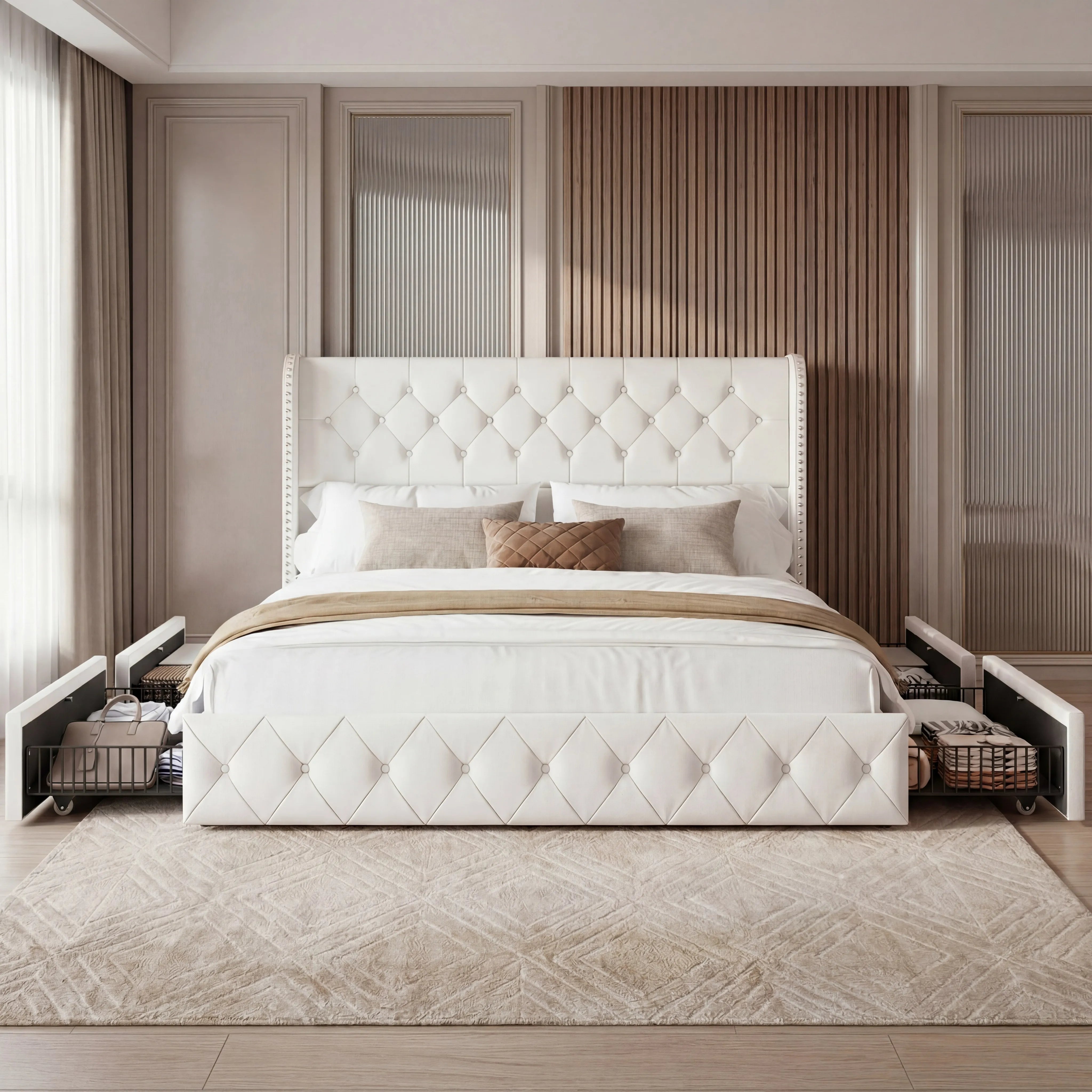 Korall Upholstered Bed Frame with Storage