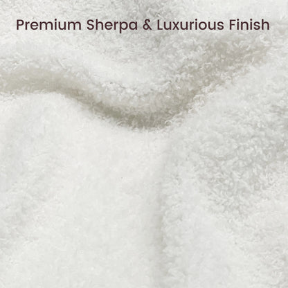 Premium white sherpa upholstery texture close-up for lambswool-style bed frame