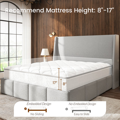 ZENO 54" Tall Lambswool Bed Frame with Charging Headboard
