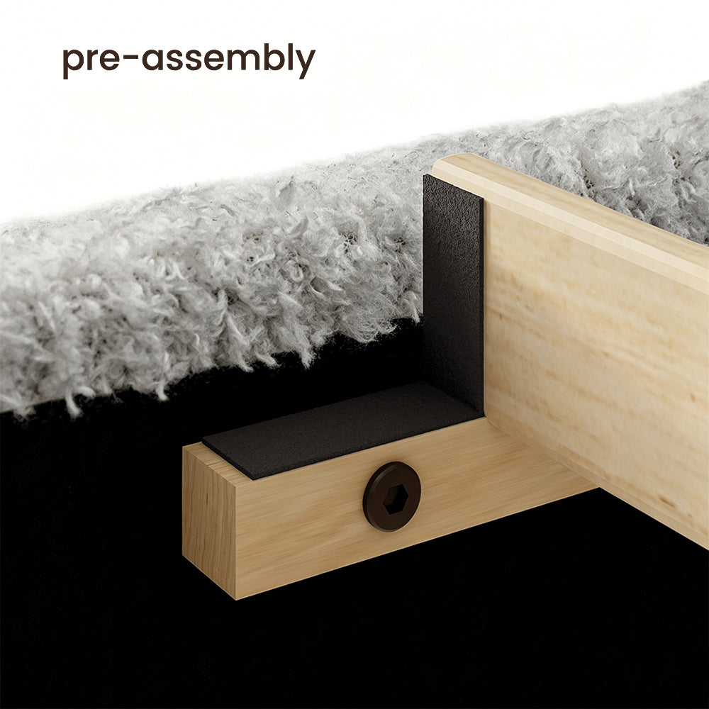 ZENO 54" Tall Lambswool Bed Frame with Charging Headboard